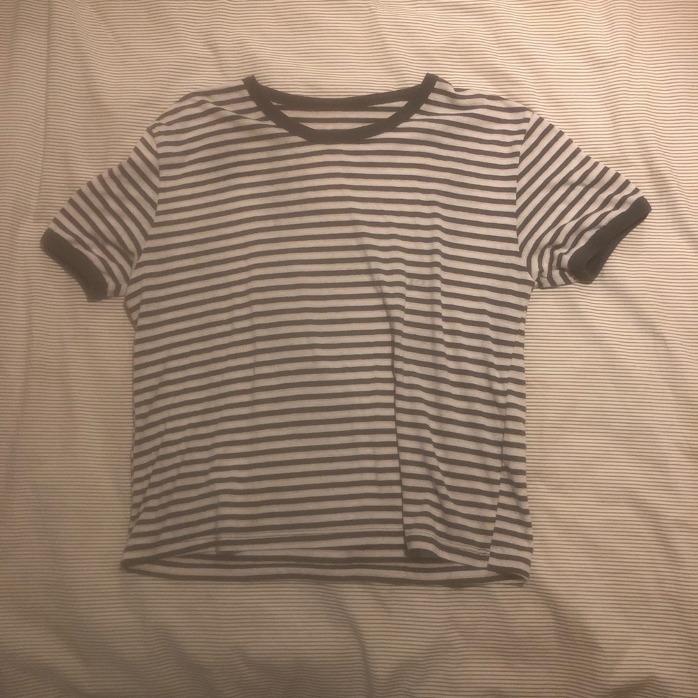 COTTON ON GRAY STRIPED CROP TOP